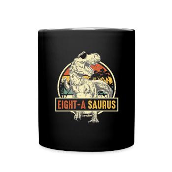 Roar Ich Bin 8 | 8. Geburtstag Jungen Dino - Tasse einfarbig - Schwarz - Vorne