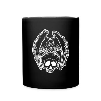 Crow on skull Halloween - Mug uni - noir - Devant