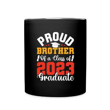 Stolzer Bruder 2023 Absolvent, Abschlussjahrgang - Tasse einfarbig - Schwarz - Vorne