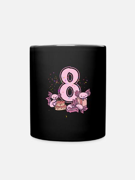 8. Geburtstag Axolotl - Tasse einfarbig - Schwarz
