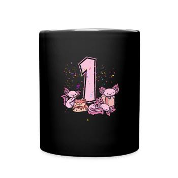 1. Geburtstag Axolotl - Tasse einfarbig - Schwarz - Vorne