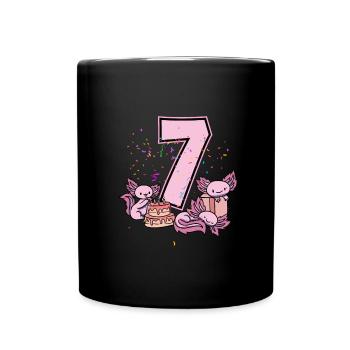 7. Geburtstag Axolotl - Tasse einfarbig - Schwarz - Vorne