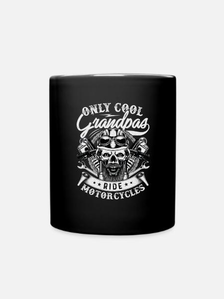 Never underestimate an old man with a motorcycle Grandpa - Full Colour Mug - black