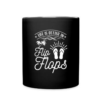 flip flops Sommer Sonne Meer Strand Baden Urlaub - Tasse einfarbig - Schwarz - Vorne