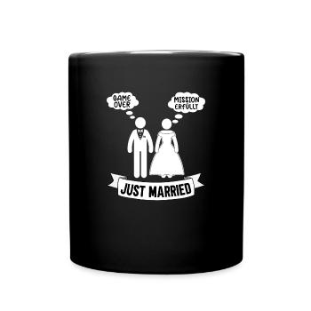 Just Married Funny Wedding Bachelor Party - Full Colour Mug - black - Front