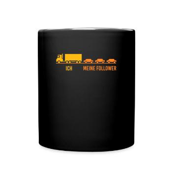 Les camions et mes followers - Mug uni - noir - Devant
