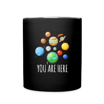 You Are Here Planet Astronaut Space - Full Colour Mug - black - Front