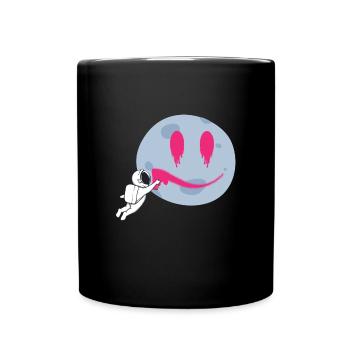 Moon Astronaut Graffiti Space - Full Colour Mug - black - Front