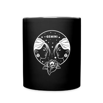 Zodiac Sign Gemini Astrology Constellation Birth - Full Colour Mug - black - Front