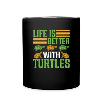Schildkröte Panzer Tier Witziger Spruch Zoo - Tasse einfarbig - Schwarz - Vorne