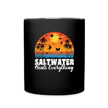Salzwasser Strandleben Meer Salz Salziges Wasser - Tasse einfarbig - Schwarz - Vorne