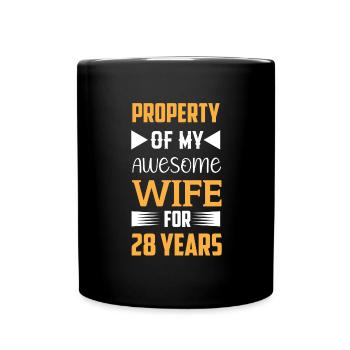 28 Years Married Carnation Wedding Gift - Full Colour Mug - black - Front