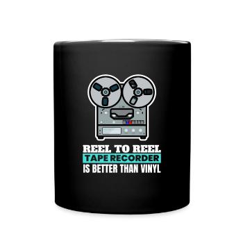 Reel To Reel Tape Recorder Tonbandgerät - Full Colour Mug - black - Front