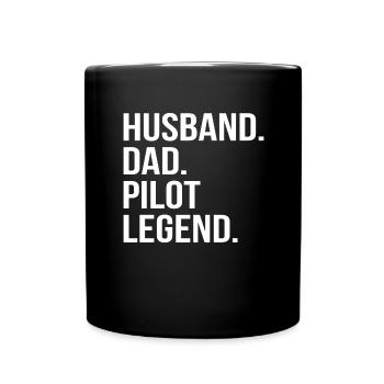 Pilot Flugzeug Segelflugzeug Flugsport Papa Vater - Tasse einfarbig - Schwarz - Vorne