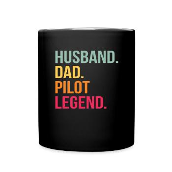 Pilot Flugzeug Segelflugzeug Flugsport Papa Vater - Tasse einfarbig - Schwarz - Vorne
