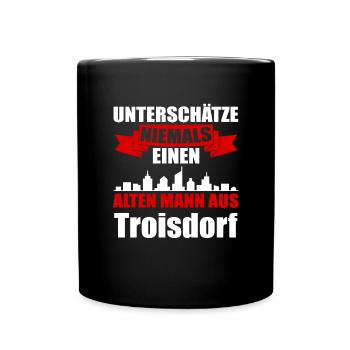 Unterschätze Niemals Einen Alten Mann Aus Troisdor - Tasse einfarbig - Schwarz - Vorne