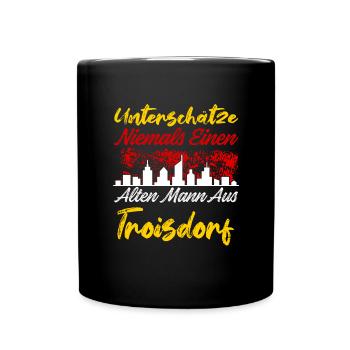 Unterschätze Niemals Einen Alten Mann Aus Troisdor - Tasse einfarbig - Schwarz - Vorne