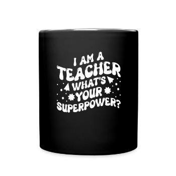 SUPER TEACHER POWER TEACHER POWER DICTONS MOTIF - Mug uni - noir - Devant