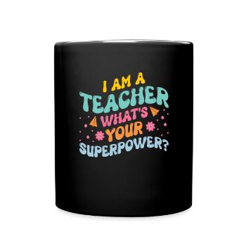 SUPER TEACHER POWER TEACHER POWER DICTONS MOTIF - Mug uni - noir - Devant