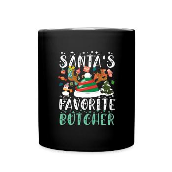 Weihnachtsgeschenk Metzger Fleischer Metzgerei - Tasse einfarbig - Schwarz - Vorne