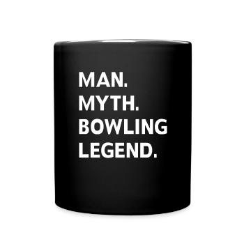 Bowling Kegel Spareball Pins Kugel Strike - Tasse einfarbig - Schwarz - Vorne