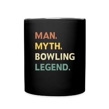 Bowling Kegel Spareball Pins Kugel Strike - Tasse einfarbig - Schwarz - Vorne