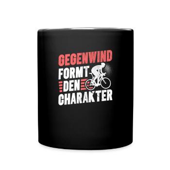 Gegenwind formt den Charakter für Radfahrer - Tasse einfarbig - Schwarz - Vorne