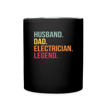 Husband Papa Electrician Hero - Full Colour Mug - black - Front