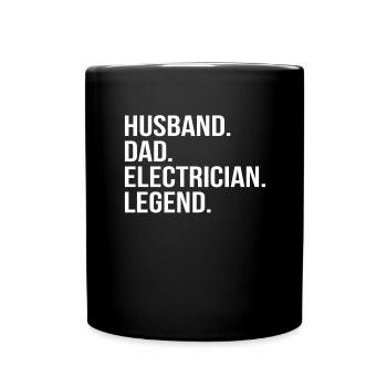 Husband Papa Electrician Hero - Full Colour Mug - black - Front