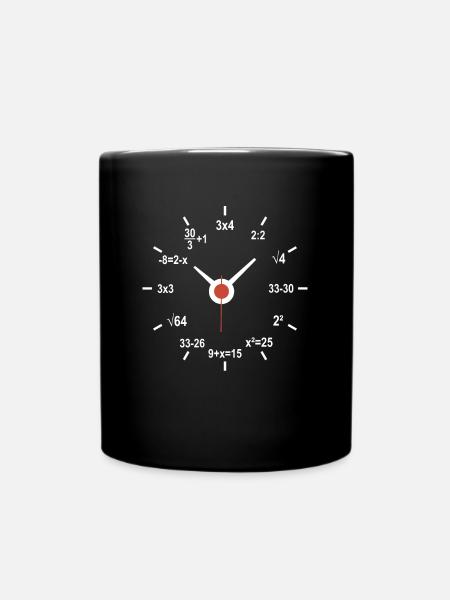 Uhr mit mathematischen Formeln für Mathelehrer - Tasse einfarbig - Schwarz