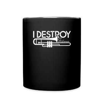 Trumpet, orchestra, musicians, trumpeters, brass band music - Full Colour Mug - black - Front