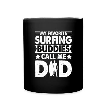 surf papa surfeur père planche de surf surf surf - Mug uni - noir - Devant
