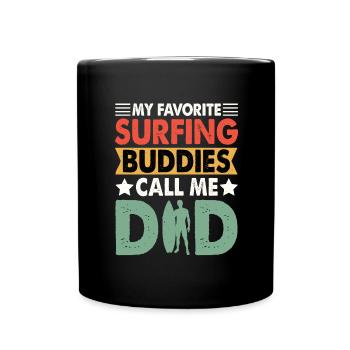 surfing Dad Surfer Father Surfboard Surfing - Full Colour Mug - black - Front
