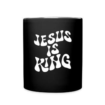 Jesus ist K�nig Christian Glaube inspirierende Jes - Tasse einfarbig - Schwarz - Vorne
