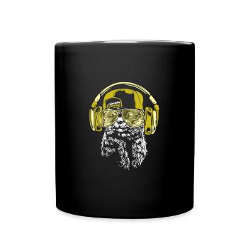 Erdmännchen mit Kopfhörer und cooler Sonnen Brille - Tasse einfarbig - Schwarz - Vorne