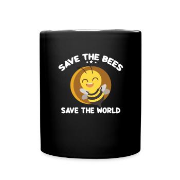 Save Bee Bees Environment Honey Climate Protection Animals - Full Colour Mug - black - Front