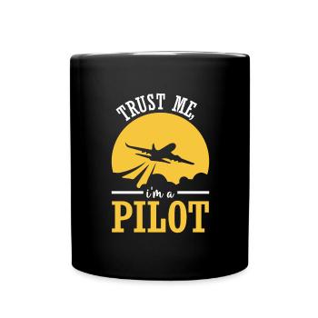 Pilot Flugzeug fliegen Flugsport Geschenkidee - Tasse einfarbig - Schwarz - Vorne