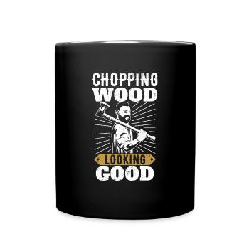 Couper du bois a l’air bien pour les bûcherons - Mug uni - noir - Devant