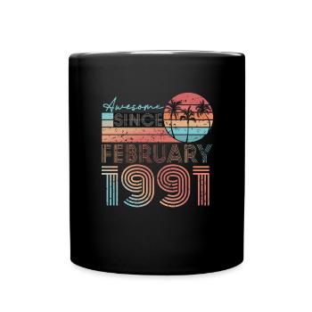 Anniversaire Février 1991 Millésime Février 1991 - Mug uni - noir - Devant
