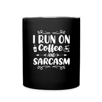 Kaffee Sarkasmus Freunde Glück Freude Cappuccino - Tasse einfarbig - Schwarz - Vorne