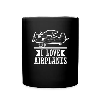 Pilot Flugzeug fliegen Flugsport Geschenkidee - Tasse einfarbig - Schwarz - Vorne