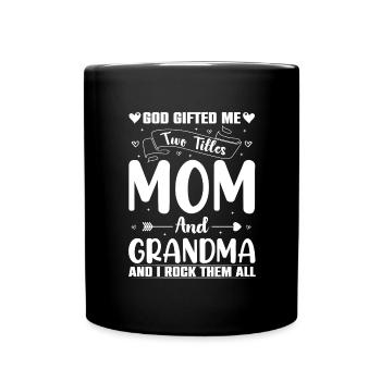 Beste Oma Mama Kinder Enkel Spruch Geschenk - Tasse einfarbig - Schwarz - Vorne