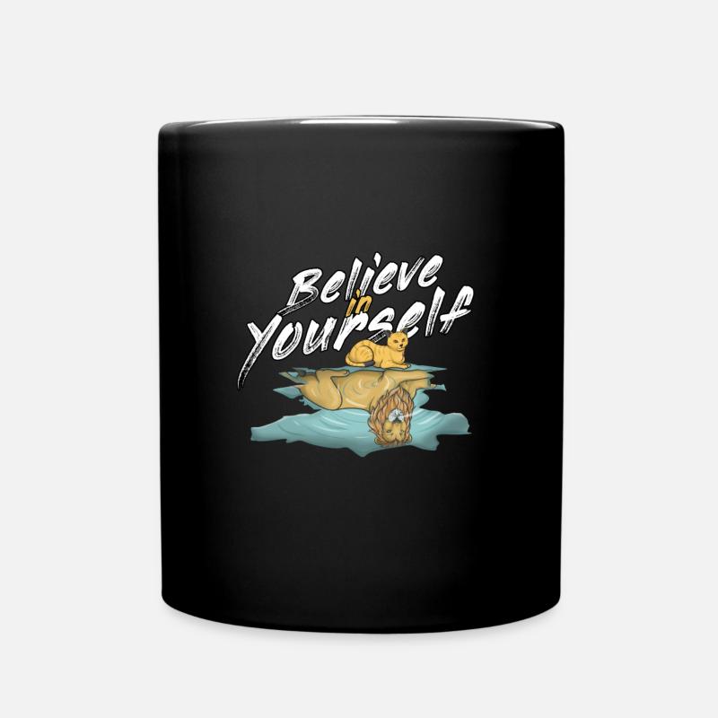 Motivation Löwe - Tasse einfarbig - Schwarz