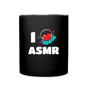 I Love ASMR Herz Kopfhörer - Tasse einfarbig - Schwarz - Vorne