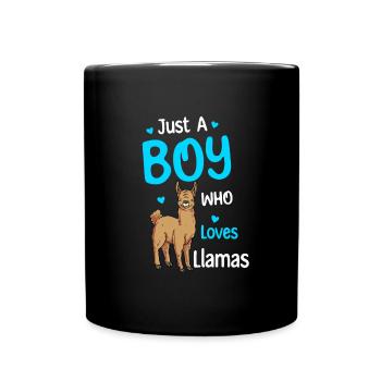 Nur Ein Junge, Der Lamas Liebt - Tasse einfarbig - Schwarz - Vorne