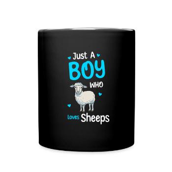 Only A Boy Who Loves Sheep - Full Colour Mug - black - Front