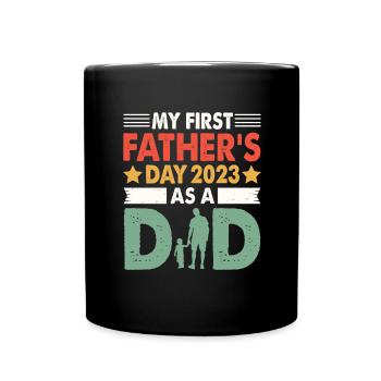 Papa 2023 Zukünftiger Vater Geschenkidee - Tasse einfarbig - Schwarz - Vorne