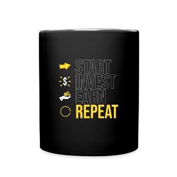 start - invest - earn - repeat - Full Colour Mug - black - Front