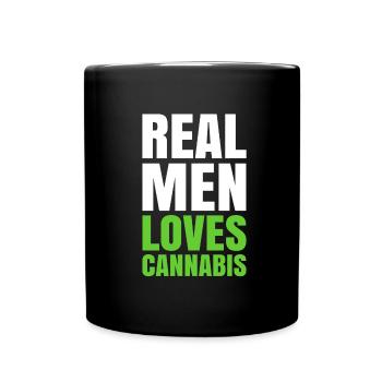 Les hommes aiment le cannabis - Mug uni - noir - Devant
