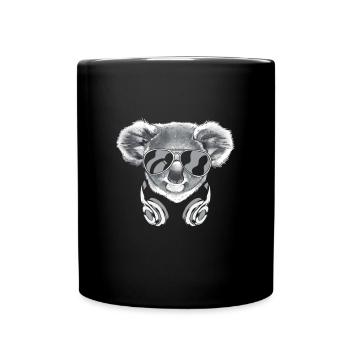 Koala with headphones and cool sunglasses - Full Colour Mug - black - Front